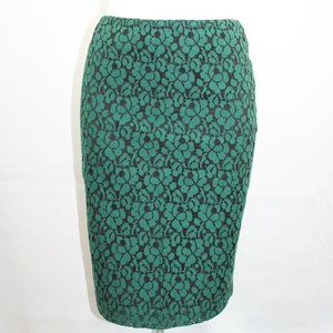 NY&CO Pencil Skirt 2 Green Black Floral Lace NEW